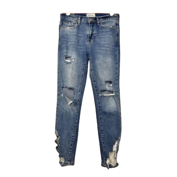 We The Free Distressed Stretch Straight Skinny Jean Raw Chewed‎ Hem Sz 26 - Picture 1 of 6